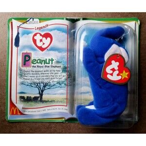 TY McDonald's Legends: PEANUT THE ROYAL BLUE ELEPHANT Teenie Beanie Babies 1995